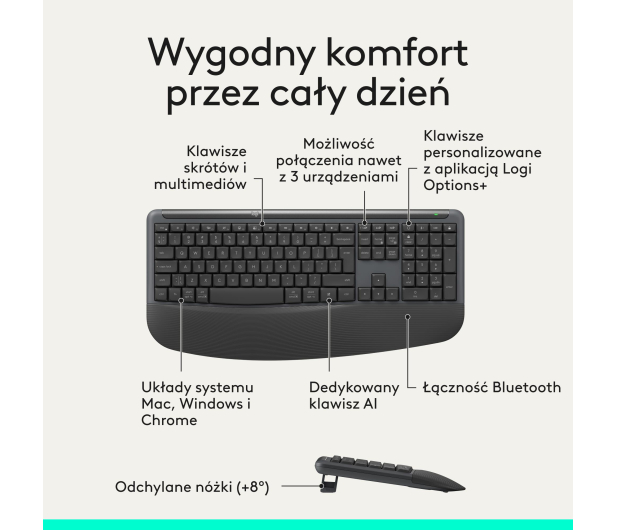 Logitech Signature Comfort Plus MK880 grafitowy - 1533424 - zdjęcie 6